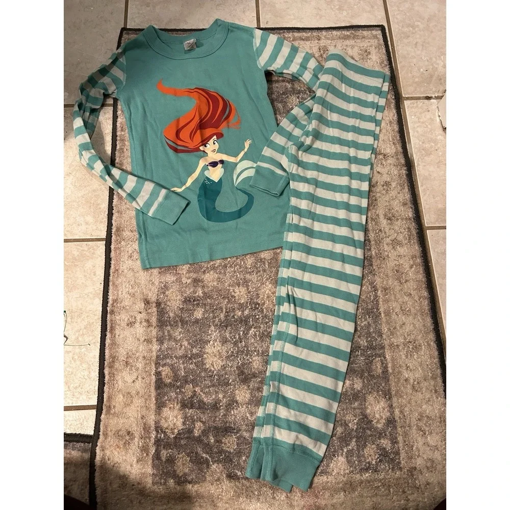 Disney Hanna Andersson Ariel Stripped Pajama Set Size‎ 10